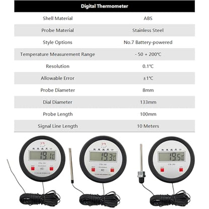 Accurate Industrial Digital Thermometers with Long Probe for Accurate Temperature Measurement in Hard to Reach Areas