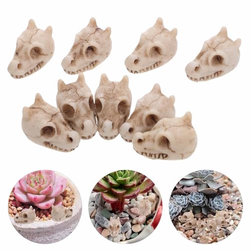 BESPORTBLE Mini Resin Dragon Skull Figurine, 20Pcs Halloween Skeleton Head Statue Miniature Dragon Skulls for Crafts Halloween Micro Landscape Decor