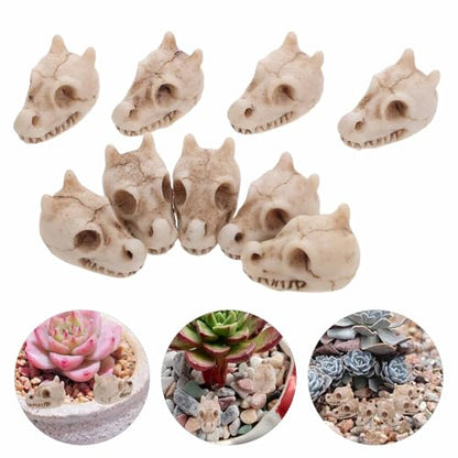BESPORTBLE Mini Resin Dragon Skull Figurine, 20Pcs Halloween Skeleton Head Statue Miniature Dragon Skulls for Crafts Halloween Micro Landscape Decor