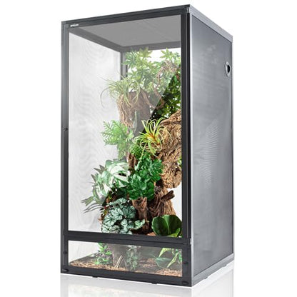 REPTI ZOO 120 Gallon Reptile Terrarium - Aluminum Screen Cage Open Air Foldable Tank for Bearded Dragon, Snake and More