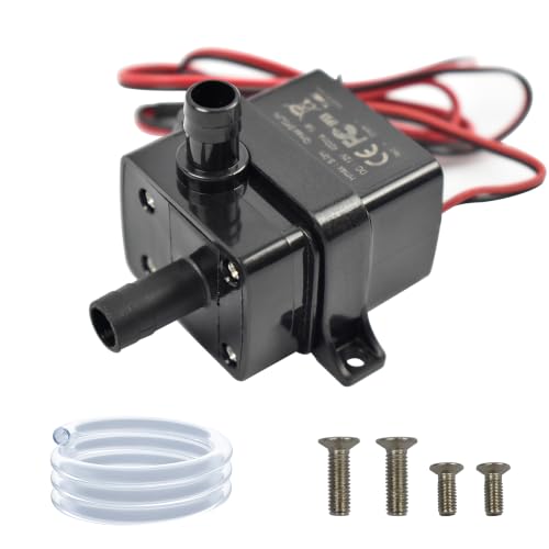 CONQUERALL Mini Submersible Pump with 3.3ft Tubing DC 12V 63GPH 9.8ft 5W Submersible Pump for Tabletop Fountains - color: 12v 5w 240l/H 3m Head Dual Wire