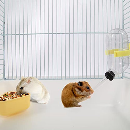 Hamster Travel Portable Carrier Cage Small Animal Carry Case with Water Bottle&foodbowl& for Dwarf Hamster,Ferrets,Hedgehog,Chinchilla(White)