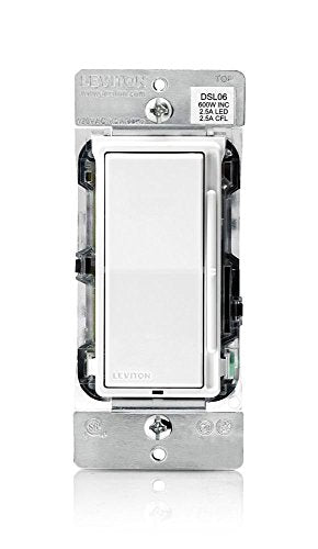 Leviton Decora Slide Dimmer Switch for Dimmable LED, Halogen and Incandescent Bulbs, DSL06-1LZ, White with Ivory and Light Almond Faceplates (Pack of 8) - size: 8 Pack