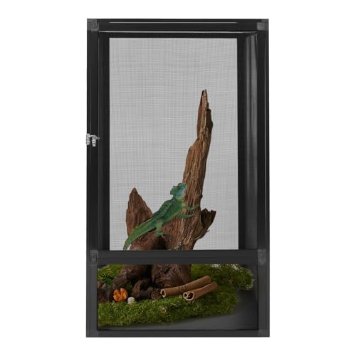 Aluminum Reptile Cage 45x45x80cm, Large Mesh Terrarium Habitat with Removable Top for Chameleon, Lizards, Snakes