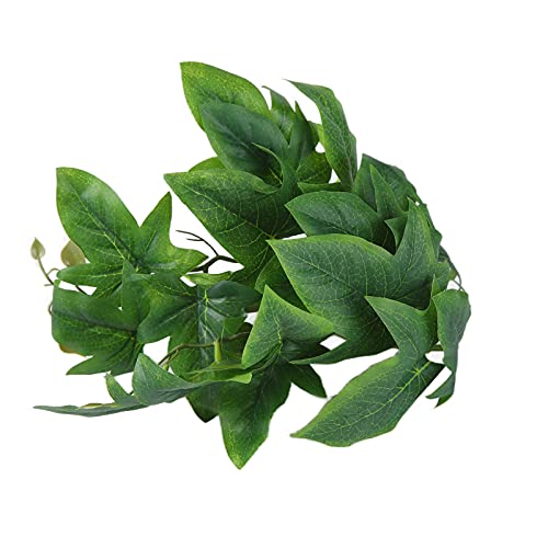 2PCS Artificial Water Plant Simulation Vine Lifelike Plastic Sweet Potato Leaves Decoration with Suction Cup for Fish