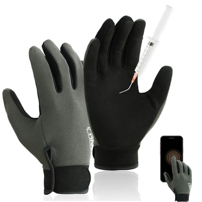 TAILI Level 2 Needlestick, Level 5 Puncture Resistant Work Gloves, Grip Enhanced Cut Resistant Gloves for Gardening, Carving, Fishing, Feather-Light Comfort, Breathable and Touchscreen Compatible, L - size: Large