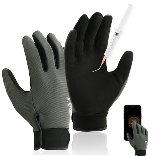 TAILI Level 2 Needlestick, Level 5 Puncture Resistant Work Gloves, Grip Enhanced Cut Resistant Gloves for Gardening, Carving, Fishing, Feather-Light Comfort, Breathable and Touchscreen Compatible, M - size: Medium
