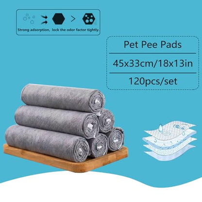 Guinea Pig Pee Pads, Disposable Rabbit Cage Liners, Charcoal Odor Controlling Absorbent Waterproof Pee Pads for Hamster, Bunny, Ferret, Chinchilla and Other Small Animals (18" x 13", 120 PCS) - size: 17.7" x 12.9" - 120PCS