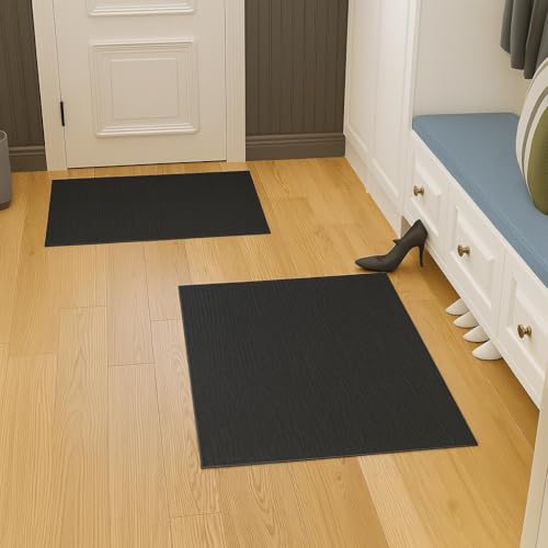 Ottomanson Mud Mat 2' x 3' - 2 Pack Entryway Rug -Non-Slip Scraper Doormat for Muddy Paws, Dirt Trapping Indoor/Outdoor Mat for High-Traffic Areas, Kitchen, Garage, Patio, Black - color: Black, size: 2' x 3' (2 Pack)