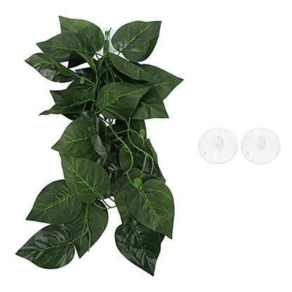 Pssopp Lifelike Plant Decorative Hanging Silk Terrarium Plant with Suction Cup for Reptile Rainforest Box Aquarium Landscape(NFF‑82)