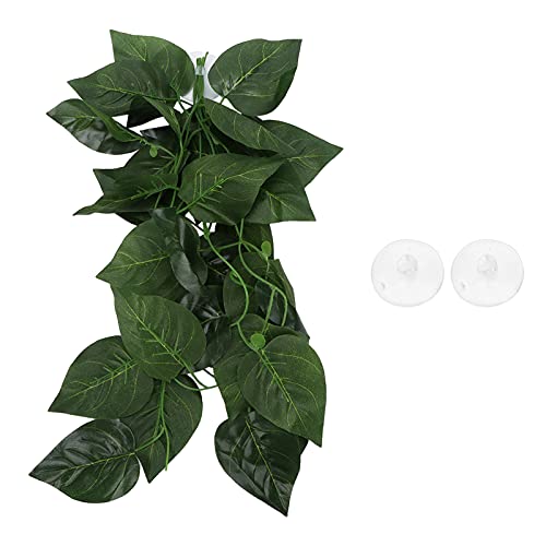 Wnvivi Reptile Simulation Plant,Artificial Vines Plants Reptile Terrarium Decoration,Simulated Fake Leaves with Suction Cup for Reptile Habitat Decor(A3) - color: A3