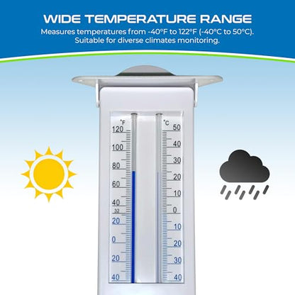 Sper Scientific Analog & Digital Min/Max Thermometer 800122 - Accurate Temperature Tracking, Weather-Resistant Design, Dual Display for Indoor & Outdoor Use, Ideal for Greenhouses, Labs & More - 2 pc - size: 2 Pack