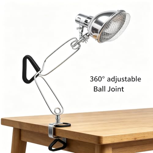 2026 New Adjustable Clamp Lamp Stand Fixture for Reptile Light clamp,E27/E26 lamp Socket Clip, Reptile Pet Heating Light Lamp Clamp Holder for Ceramic Bulbs Heater,IR Heat Lamp (Pack-1)