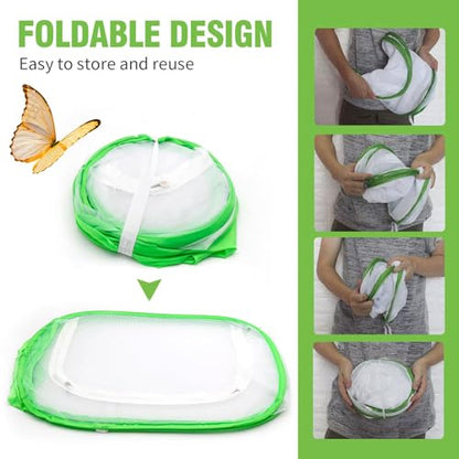 EATAKWARD Mesh Plant Enclosure, 15.7'' X 15.7'' X 2'' Pop-Up Foldable Mesh Cage for Breeding, Grow Tent Plant Cover for Fruit, Vegetables, Pests, Bird and Pest Protection Guard for Flowers and Herbs - size: 15.7'' X 15.7'' X 2''