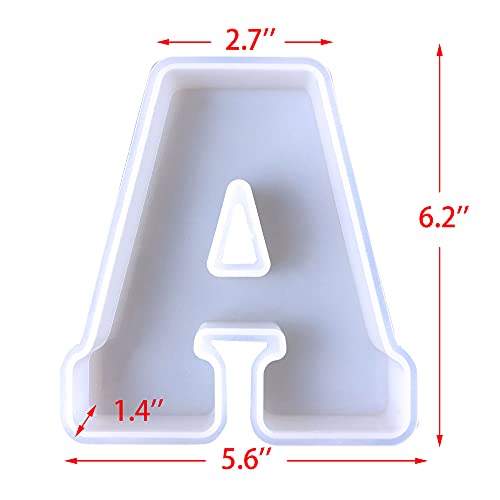 6 inch 26 Pack English Alphabet Silicone Letter Mold - Capital & Large Letter Resin Casting Mold - color: letter-6inch-26-pack