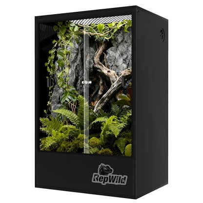 65 Gallon PVC Tall Reptile Tank/Terrarium, RepWild 24" x 18" x 36" Arboreal Reptile Habitat Enclosure with Sliding Door & Heavy-Duty Screen for Amphibians, Crested Gecko Lizard Chameleon - size: 24”W x 18”D x 36”H