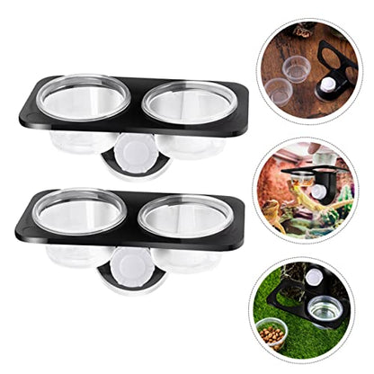 COLLBATH 2Pcs Reptile Food Bowl with Suction Cup Wall Hanging Feeder for Lizards and Geckos Durable Feeding Supplies with Strong Suction for Stable Use Tanks