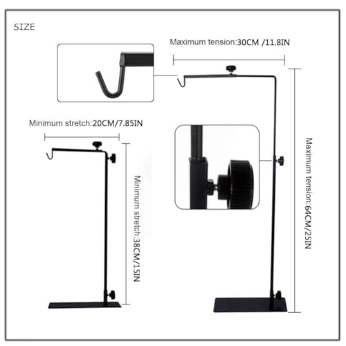 Hamiledyi Adjustable Reptile Lamp Stand 15"-25" Metal Bracket - Heavy-Duty Heat/UVB Light Holder for Reptile Terrariums, Turtle Tanks & Amphibian Habitats