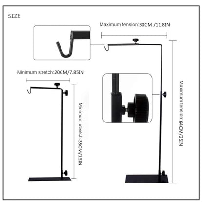 Hamiledyi Adjustable Reptile Lamp Stand 15"-25" Metal Bracket - Heavy-Duty Heat/UVB Light Holder for Reptile Terrariums, Turtle Tanks & Amphibian Habitats