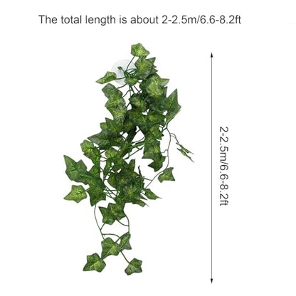Pssopp Lifelike Plant Decorative Hanging Silk Terrarium Plant with Suction Cup for for Reptile Rainforest Box Aquarium Landscape(NFF‑87)