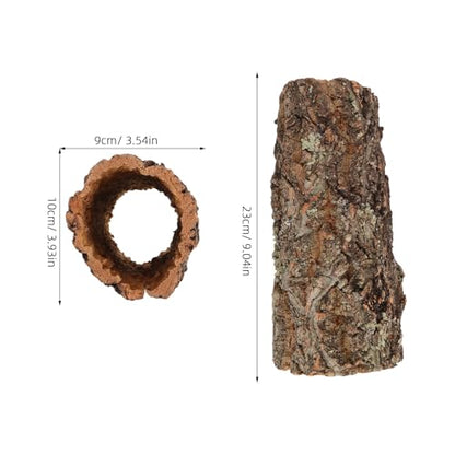 Reptile Hide: Hollow Cork Bark Log for Terrarium Bearded Dragon or Gecko Tank Accessories - Natural Looking Basking Hideout for Lizard Snake Axolotl 9x4x3.5