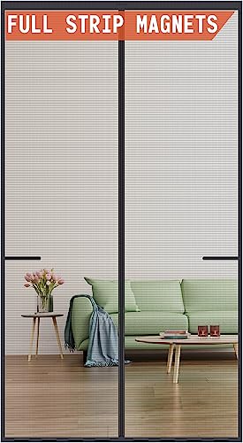 Magnetic Screen Door Upgraded-Model Full Strip Magnets,Fiberglass Heavy Duty Mesh,Retractable Door Screen Magnetic Closure for Single Front Sliding Door - size: Fit Door Size To 38" x 82"