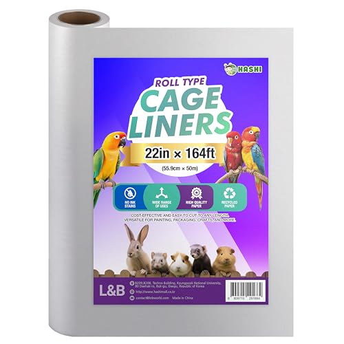 HA SHI Bird Cage Liners - Non-Toxic, Ink-Free Newsprint Paper for Parrots & Small Animals (164 ft Roll - 22" Wide (Trim-to-Fit)) | Roll-type cage liner, 22 in wide x 164 ft, ink-free newsprint. Trim to any length for birds and small pet enclosures. - size