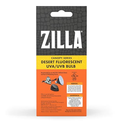Zilla Canopy Series Fluorescent UVB/UVA Bulbs Desert 20 W, 3.875 IN, White - size: 3.875 in, style: Desert