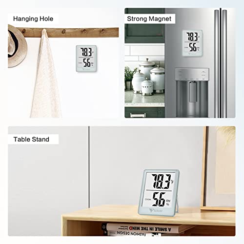 DOQAUS Digital Hygrometer Indoor Thermometer Humidity Gauge Room Thermometer with 5s Fast Refresh Accurate Temperature Humidity Monitor, Light Blue - color: Soft Blue