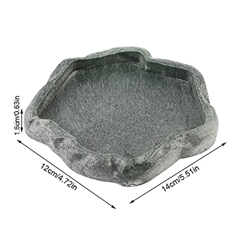 AYNEFY Reptile Food Water Rock Bowls,Resin Reptile Feeder Lizard Feeding Dish Amphibian Feeder Bowl Terrarium Decor for Bearded Dragons Leopard Gecko Frog Snake(Emerald - size: S