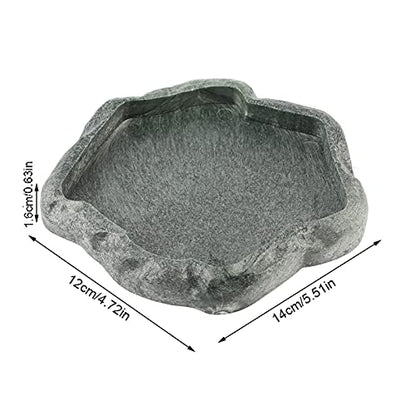 AYNEFY Reptile Food Water Rock Bowls,Resin Reptile Feeder Lizard Feeding Dish Amphibian Feeder Bowl Terrarium Decor for Bearded Dragons Leopard Gecko Frog Snake(Emerald - size: S