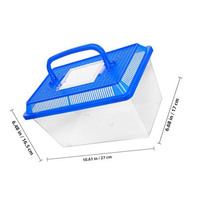 SEWACC Large Turtle Habitat Tank with Lid and Handle, Multi-Function Indoor Reptile Terrarium for Tortoise and Turtle Home Breeding, Blue Portable Pet Transport Box