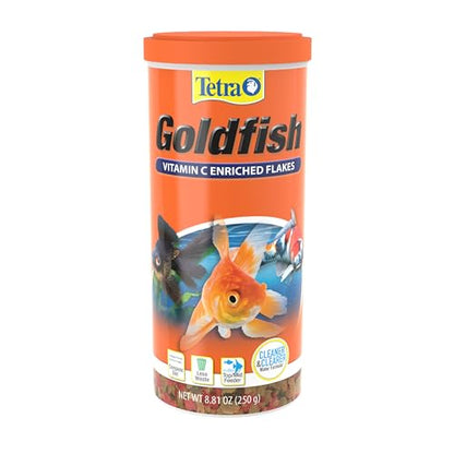 Tetra Goldfish Vitamin C Enriched Flakes Nutritionally Balanced Diet for Goldfish and Small Koi, 8.81 Ounces (250 Grams) - size: 8.81 Ounce (Pack of 1)