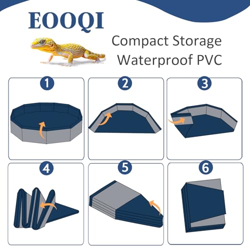 Eooqi Foldable Bearded Dragon Bathtub, Collapsible Reptile Bath Pool & Small Pet Water Tub, Portable Hard-Side Reptile Swimming Pool for Bearded Dragons, Hedgehogs and Hamsters (Gray, 19 x 3.5 in) - color: Gray
