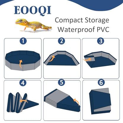 Eooqi Foldable Bearded Dragon Bathtub, Collapsible Reptile Bath Pool & Small Pet Water Tub, Portable Hard-Side Reptile Swimming Pool for Bearded Dragons, Hedgehogs and Hamsters (Gray, 19 x 3.5 in) - color: Gray
