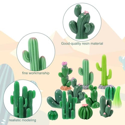 36 Pcs Mini Resin Cactus, Miniature Resin Cactus Figurines 12 Styles Cute Small Artificial Green Cactus Succulent Plants for Garden Flower Pot Bonsai Tiny Micro Landscape Decors