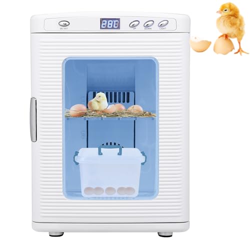 Incubators for Hatching Eggs 25L, Portable Scientific Laboratory Incubator Cooling and Heating 10°C-60°C (72°F to 140°F), Reptile Incubator with AC & DC Power for Small Reptiles, White