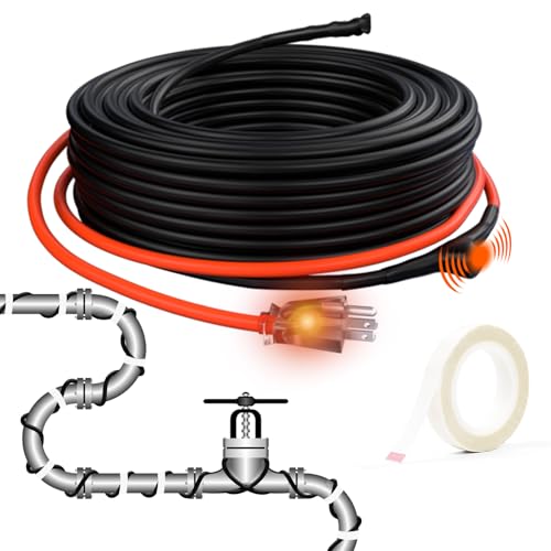HEATIT 20ft Self-Regulating Pipe Heating Cable for Pipe Freeze Protection, Automatic with Built-in Thermostat for Metal And Plastic Home Pipes, Energy-Saving Heat Tape for Pipes ETL Listed, 120V 3W/FT - style: 20 ft