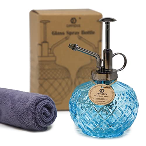 OFFIDIX Glass Plant Mister, 300ML Vintage Spray Bottle Plant Spritzer with Top Pump Fine Mist,Small Decorative Watering Can for Indoor Outdoor Succulent and Other Live Plants (Light Blue) - color: I-Blue