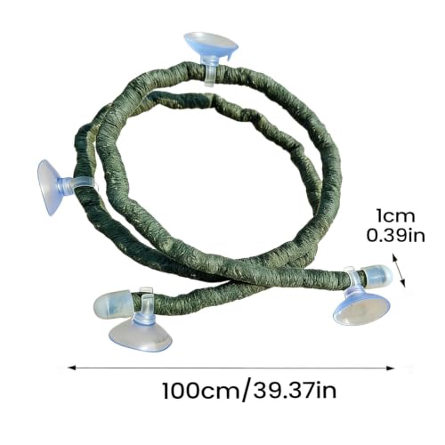 Artificial Reptile Climbing Vine, Bendable Jungle Branch Decor, Terrarium Habitat Accessories, Secure Suction Cup Vines, Tank Greenery for Reptiles - size: Green