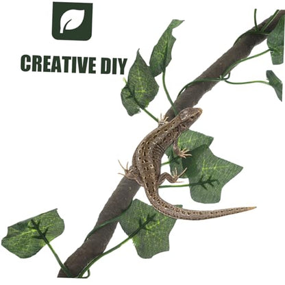 Hemoton Jungle Vines Rattan Strip for Reptiles Flexible Artificial Leaf Decor with Suction Cups for Lizard Frog Snake Habitats with Leaf Green