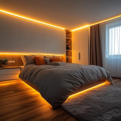LED Strip Lights 24V COB Gold Yellow Dimmable led Lighting16.4ft (Kit) | Super Bright, Dotless High Density 7.2W/m, 8mm Width Cuttable Flexible, Home DIY Commercial Decoration - color: Gold Yellow (Kit)