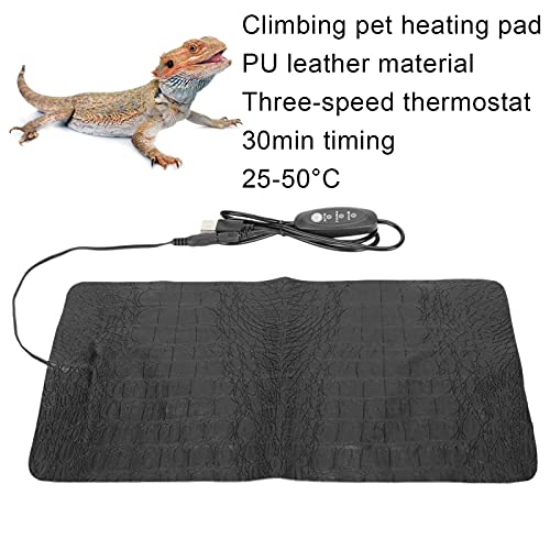 Reptile Heating Pad, USB Reptile Heat Pad with 3 Level Adjustable Thermostat Antiscratch Terrarium Heating Mat Under Tank Heater Terrarium Warmer for Tortoise Lizard (Large Size) - size: Large Size