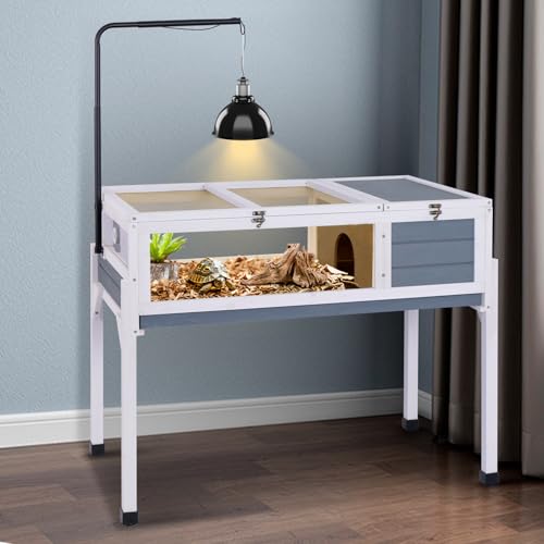 Nicedday Tortoise Habitat with Adjustable Lamp Holder Indoor Tortoises Enclosure for Small Animal Lizards Hamster Snake Turtle Habitat Reptile Cage