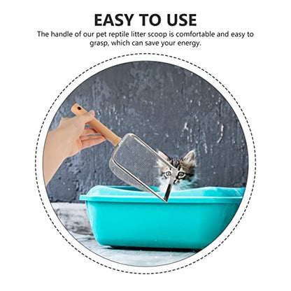 Ipetboom Reptile Litter Scoop Shovel for Easy Waste Cleaning for Turtles Lizards Snakes and More Comfortable Handle for Efficient Use Design with Fine Mesh for Filtration