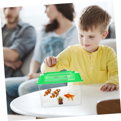 balacoo Turtle Tank Mini Fish Tank- Plastic Handheld Fish Tank for Turtle and Pet Fish, with Lid for Home and Store Office Desk Reptile Carrier