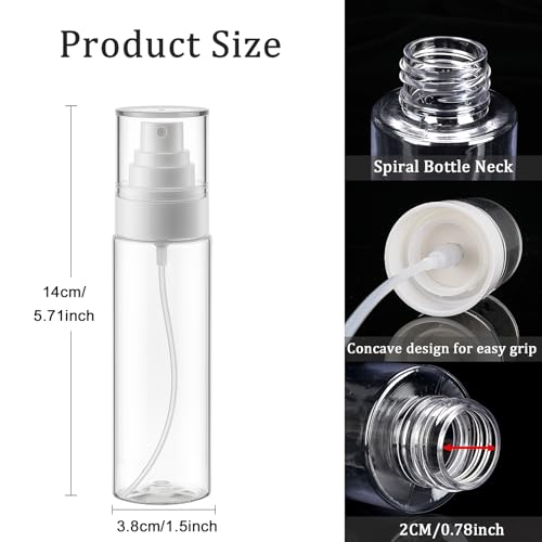 Cosywell Fine Mist Spray Bottles 3.5oz/105ml 5 Pack Leak Proof Mister Spray Bottle Refillable Plastic Hair Spray Bottle for Perfume Skincare Toners Water Cosmetics (Clear) - color: A-Clear