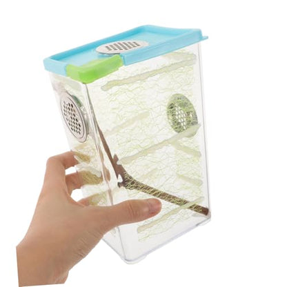 ERINGOGO 1set Transparent Reptile Feeding Box for Stick and Clear Breeding Habitat Optimal Ventilation and Space Educational Terrarium for Observation and Care