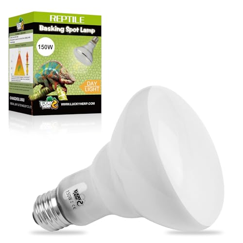 LUCKY HERP Heat Lamp Bulbs - 150W Reptile Heat Lamp 1 Pack, Daylight Basking Heat Lamp Bulbs for Reptile, UVA Heat Light Bulb for Reptiles, Amphibians, Bearded Dragons, Lizards, Turtles, Chickens - color: Reptile Heat Lamp, size: 150W 1-Pack