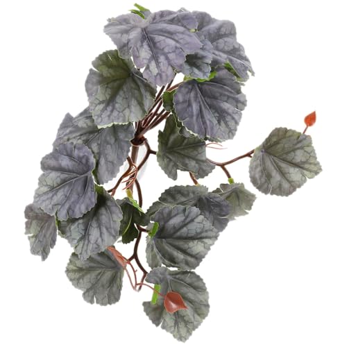 Hemoton Artificial Reptile Terrarium Plant Hanging Ornament with Suction Cup, Dual-Color 23-Leaf Begonia Leaf Fake Habitat Decor for Amphibians and Reptiles